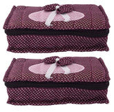 Kuber Industries Heart Home Cotton Multipurpose 7 Pocket Dot Printed Jewellery Storage Bag Pouch/Travel Kit Organizer (Purple)-Pack of 2-KUBMART15429